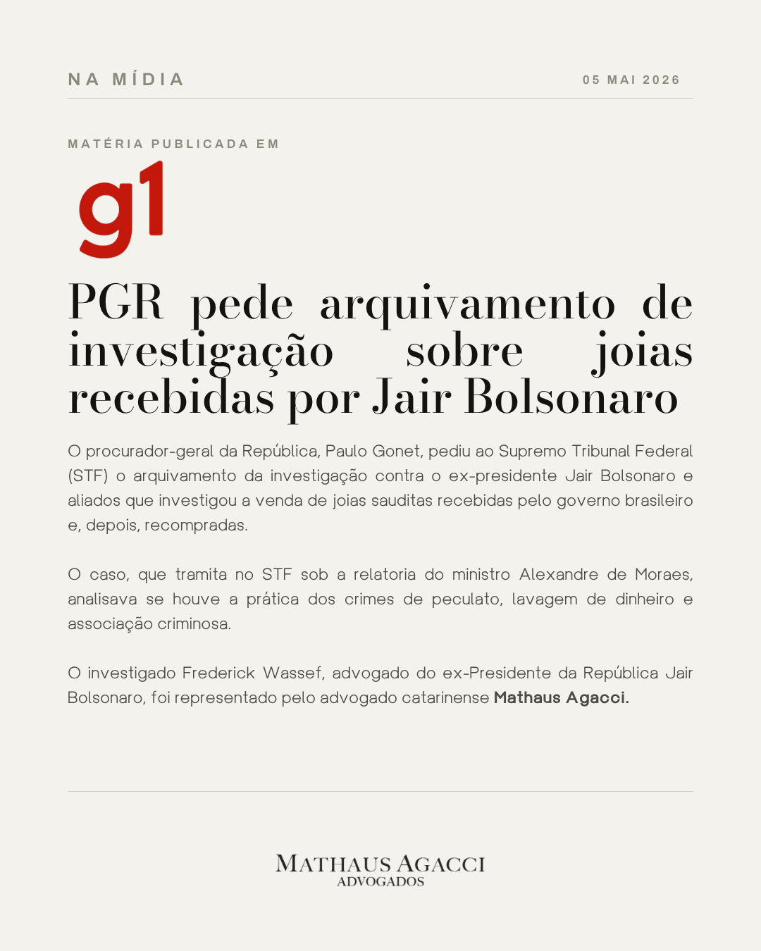PGR pede arquivamento de investigação sobre joias recebidas por Jair Bolsonaro