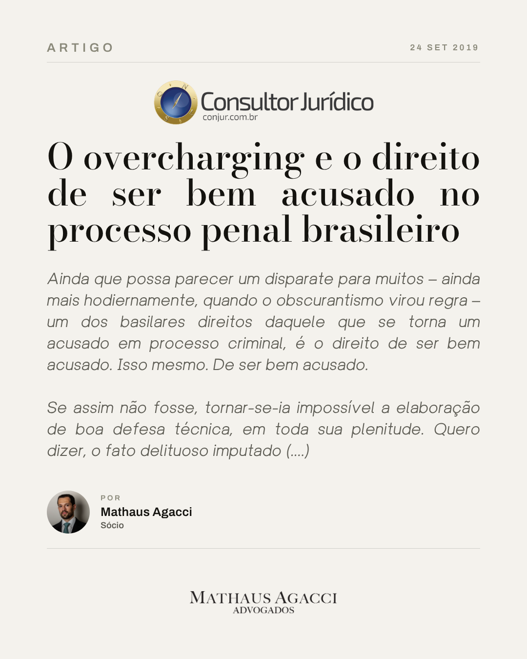 O overcharging e o direito de ser bem acusado no processo penal brasileiro