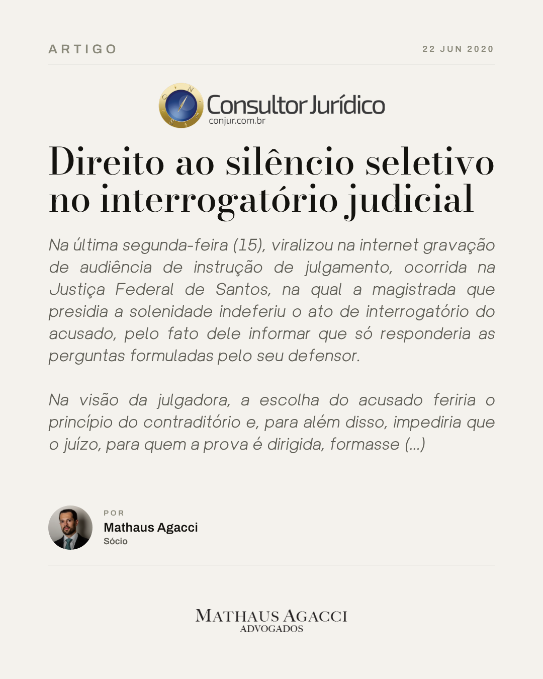 Direito ao silêncio seletivo no interrogatório judicial