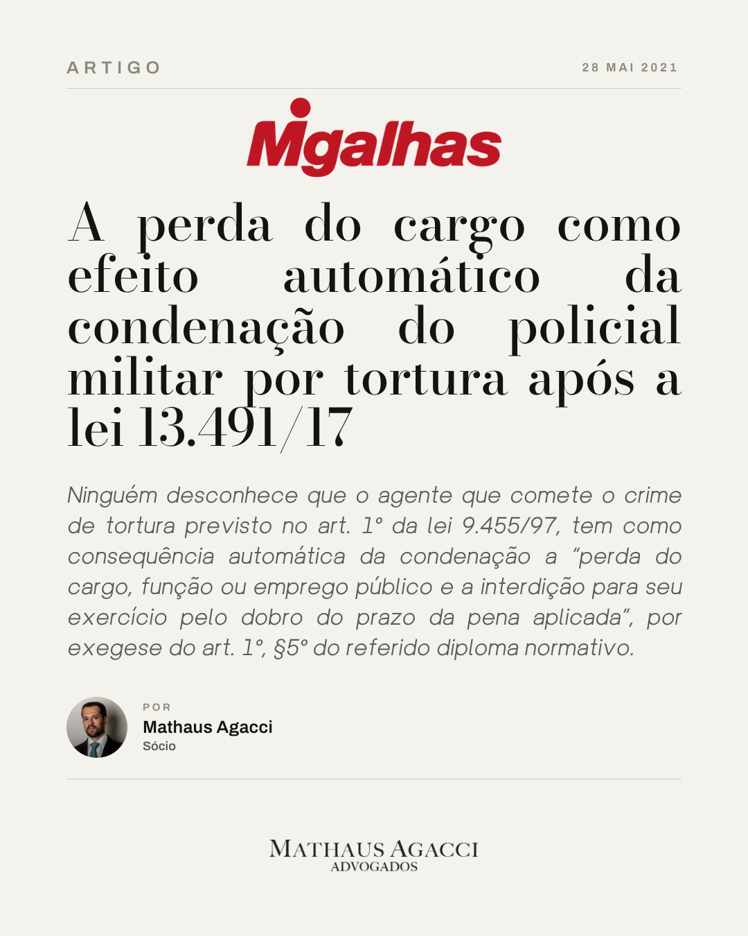 A perda do cargo como efeito automático da condenação do policial militar por tortura após a lei 13.491/17
