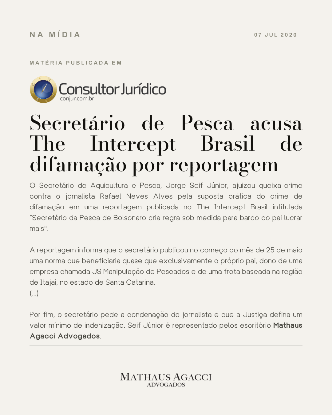 Secretário de Pesca acusa 