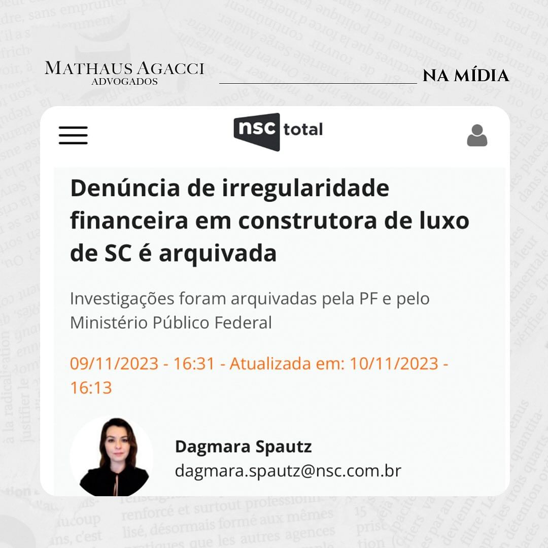
Expressiva vitória do sócio fundador do escritório, Dr. Mathaus Agacci…